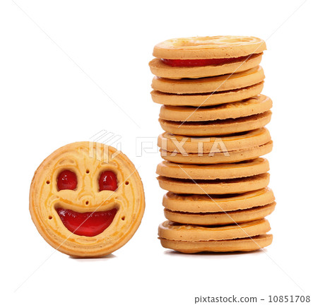 Stack of smile biscuits. Stack of smile biscuits. 10851708