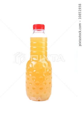 Bottle of pineapple juice. Isolated on white 10851938