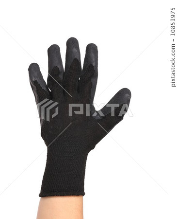 Hand in gloves shows five. 10851975