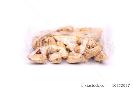 plastic bag of peanuts on the white background 10852057