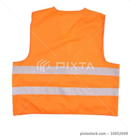 Back view of safety orange vest. Back view of safety orange vest. 10852699