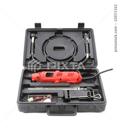 mini drill with props in black plastic case 10853162