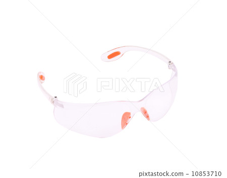 Transparent protective glasses with red inserts. 10853710