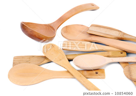 Different kitchen wooden utensils cutlery. 10854060