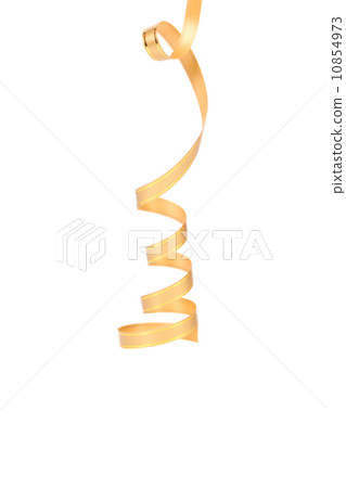 Golden curl party streamers hanging down. Golden curl party streamers hanging down. 10854973