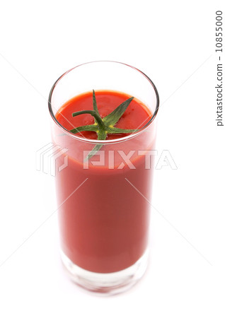tail into tomato juice glass isolated 10855000