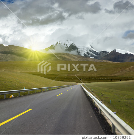 Sunset Snowy Road Sunset Snowy Road 10859291