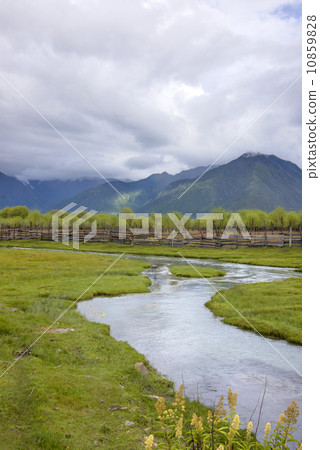 Prairie Rivers Mountains in tibet 10859828