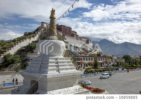 LHASA, TIBET-August 25: pilgrims exit the Potala palace The Palace is the Tibet historic and political landmark August 25, 2013 Lhasa, Tibet. LHASA, TIBET-August 25: pilgrims exit the Potala palace The Palace is the Tibet historic and political landmark August 25, 2013 Lhasa, Tibet. 10859885