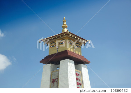 buddha eyes on stupa of the temple in china qinghai 10860482