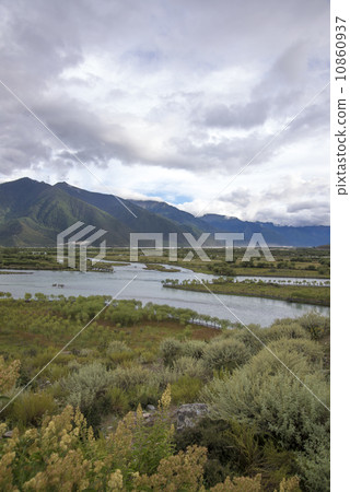 Mountain river rural scenery tibet 10860937