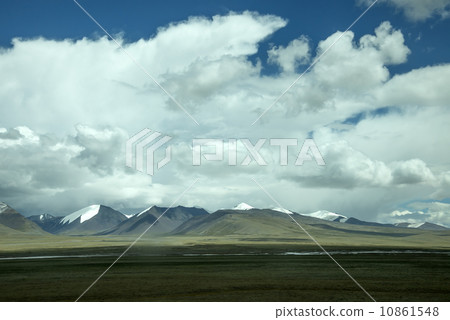 Tibet's snow-capped mountains in China river 10861548