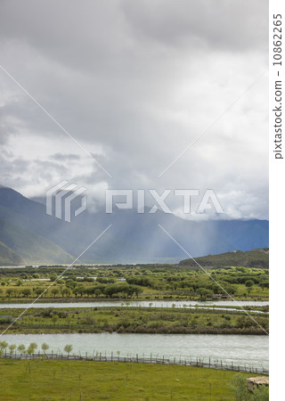 Prairie Rivers Mountains in tibet 10862265