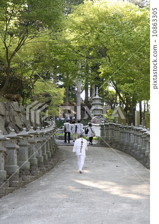 一個人遲到了斜坡的白色衣服的朝聖 10863305