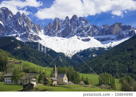 Spring landscape of Hune valley and Dolomiti Alps 10864890