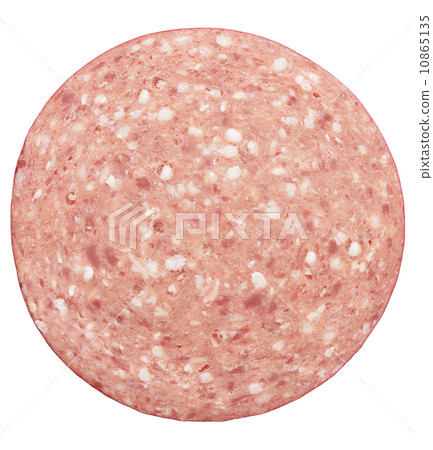 Bologna Slice Isolated On  White 10865135