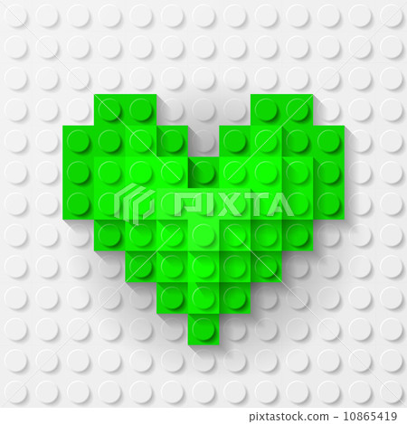 Green heart made of construction kit 10865419