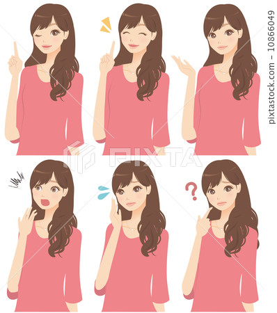 Female facial expression set 10866049