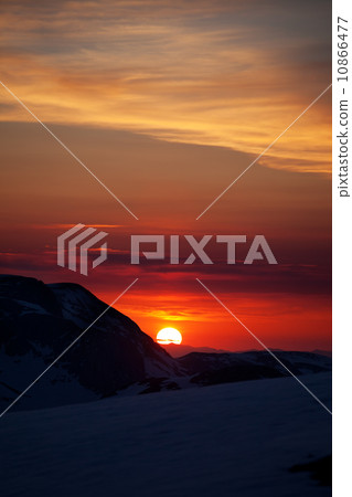 Beautiful sunrise in mountains 10866477