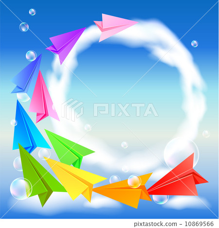 Colorful paper airplanes flying round in the sky - Stock Illustration ...
