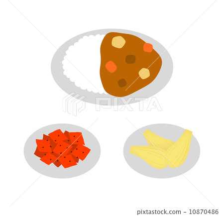 Curry and rice, rakkyo and fukumurake 10870486