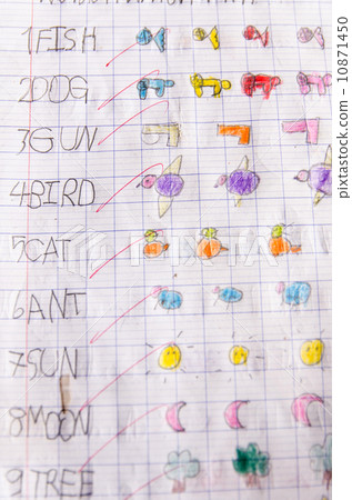 Child homework book count and drawing 10871450