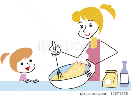 家庭主婦和兒童製作菜餚 10871878