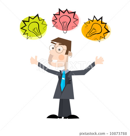 Business Man Vector Illustration with Bulbs Isolated on White Background 10873788