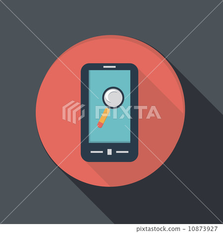 paper flat icon, smartphone with the symbol magnifying glass paper flat icon, smartphone with the symbol magnifying glass 10873927
