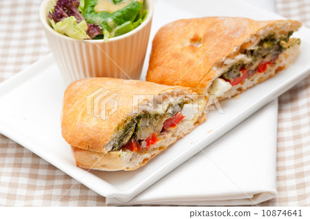 ciabatta panini sandwichwith vegetable and feta 10874641
