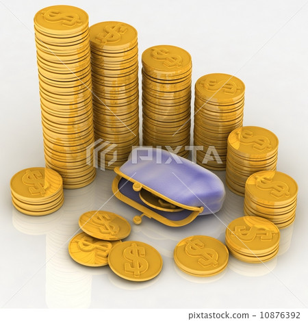 3d illustration of a purse and money 3d illustration of a purse and money 10876392