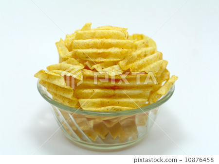 Delicious potato chips in bowl on a white background Delicious potato chips in bowl on a white background 10876458
