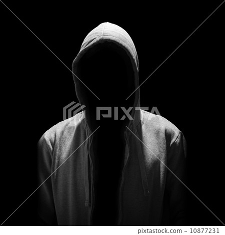 Portrait of Invisible man in the hood isolated on black backgrou Portrait of Invisible man in the hood isolated on black backgrou 10877231