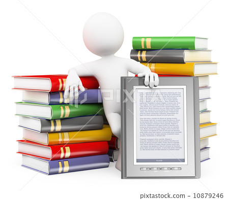 3D white people. Ebook reader concept 3D white people. Ebook reader concept 10879246