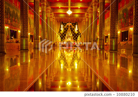 Golden Seated Buddha Image in Temple Golden Seated Buddha Image in Temple 10880210