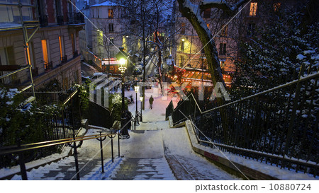 Night View Of Paris Winter Stock Photo