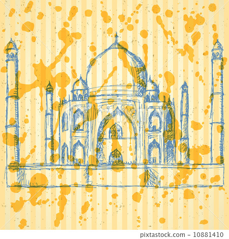 Sketch Taj Mahal, vector vintage background 10881410