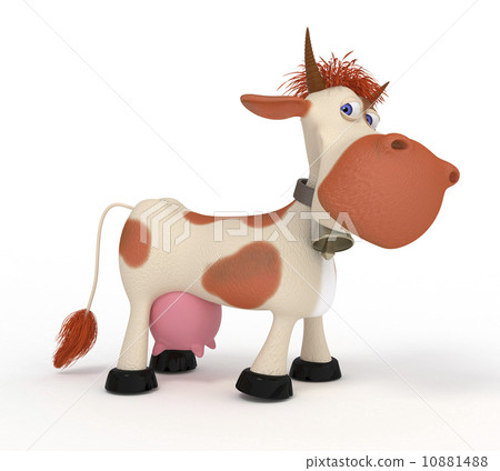 3d cow on a pasture. 10881488