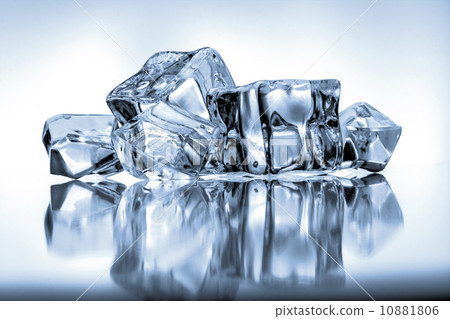 Ice cubes on blue background 10881806