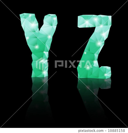 Emerald green polygonal font Emerald green polygonal font 10885158