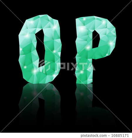 Emerald green polygonal font Emerald green polygonal font 10885171