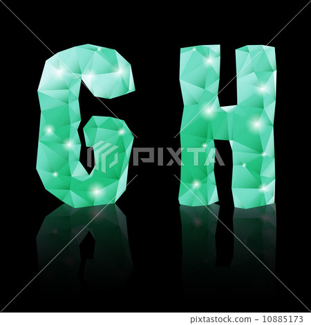 Emerald green polygonal font Emerald green polygonal font 10885173