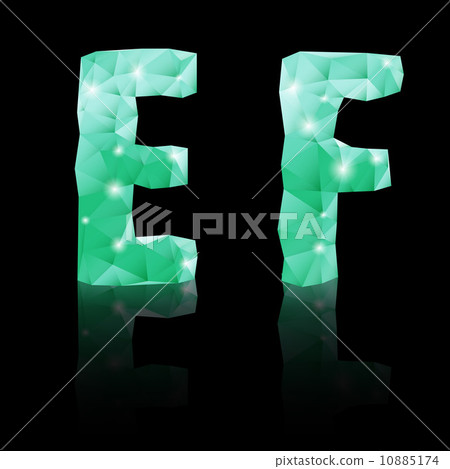 Emerald green polygonal font 10885174
