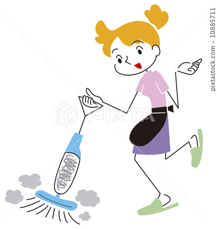 A woman using a handy type vacuum cleaner 10885711