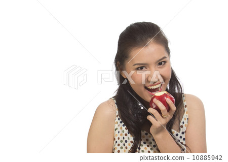 Young woman with red apple 10885942