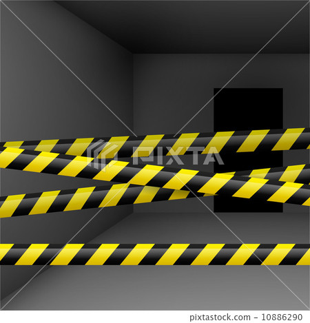 Dark room with danger tape 10886290