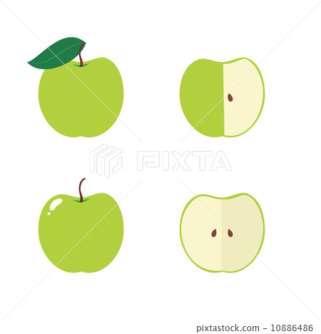 Apple, apple core, bitten, half vector icons 10886486
