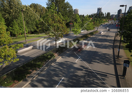 Overpass with vehicle motion blur 10886855