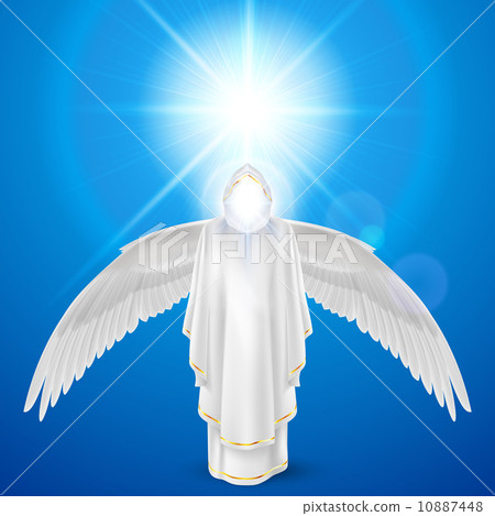 White angel against sky background 10887448