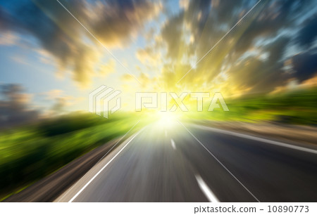 blur road and sun 10890773